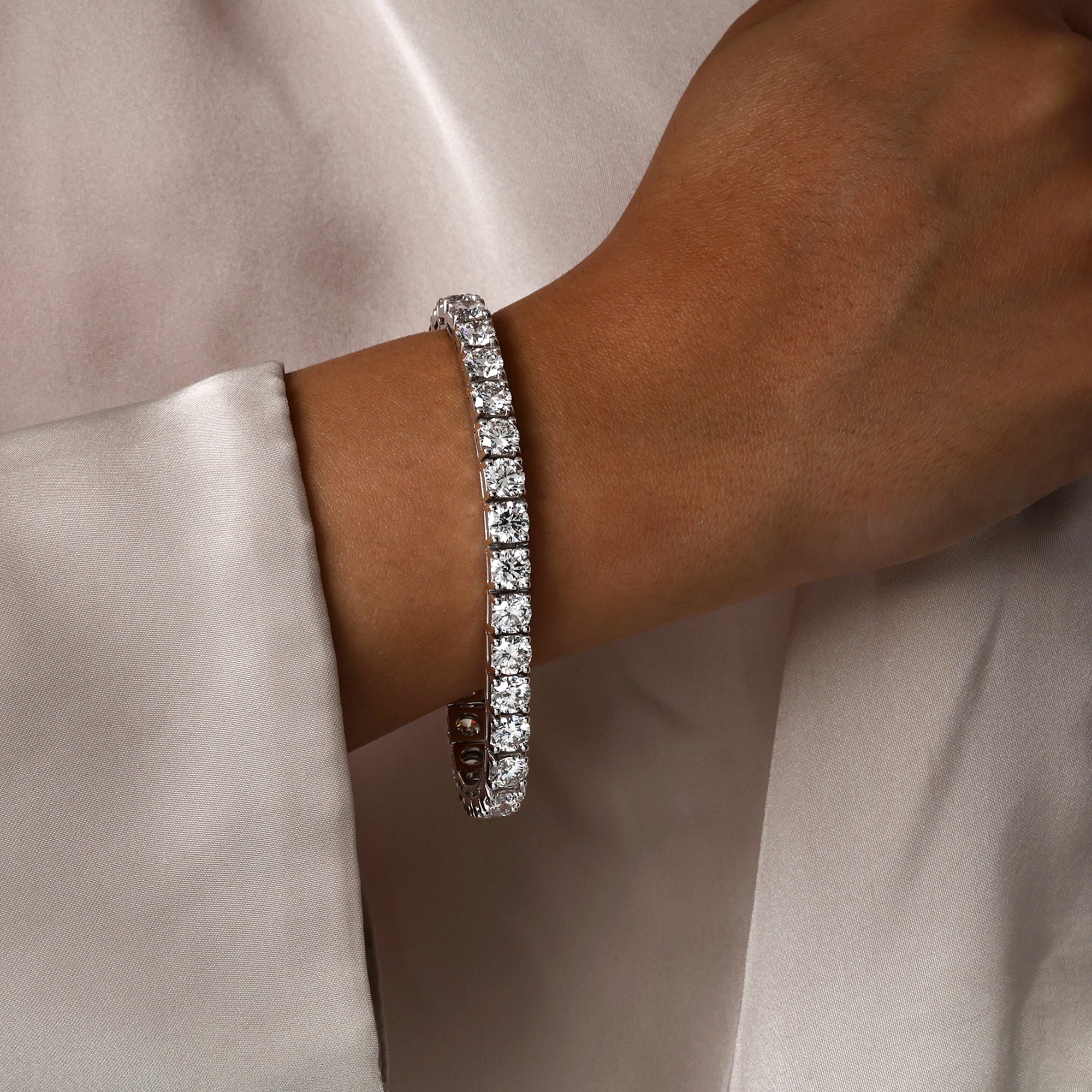 Womens | Tennis Bracelet | 14K White Gold | 20 CTW Round Cut Lab Grown Diamond | G-SI