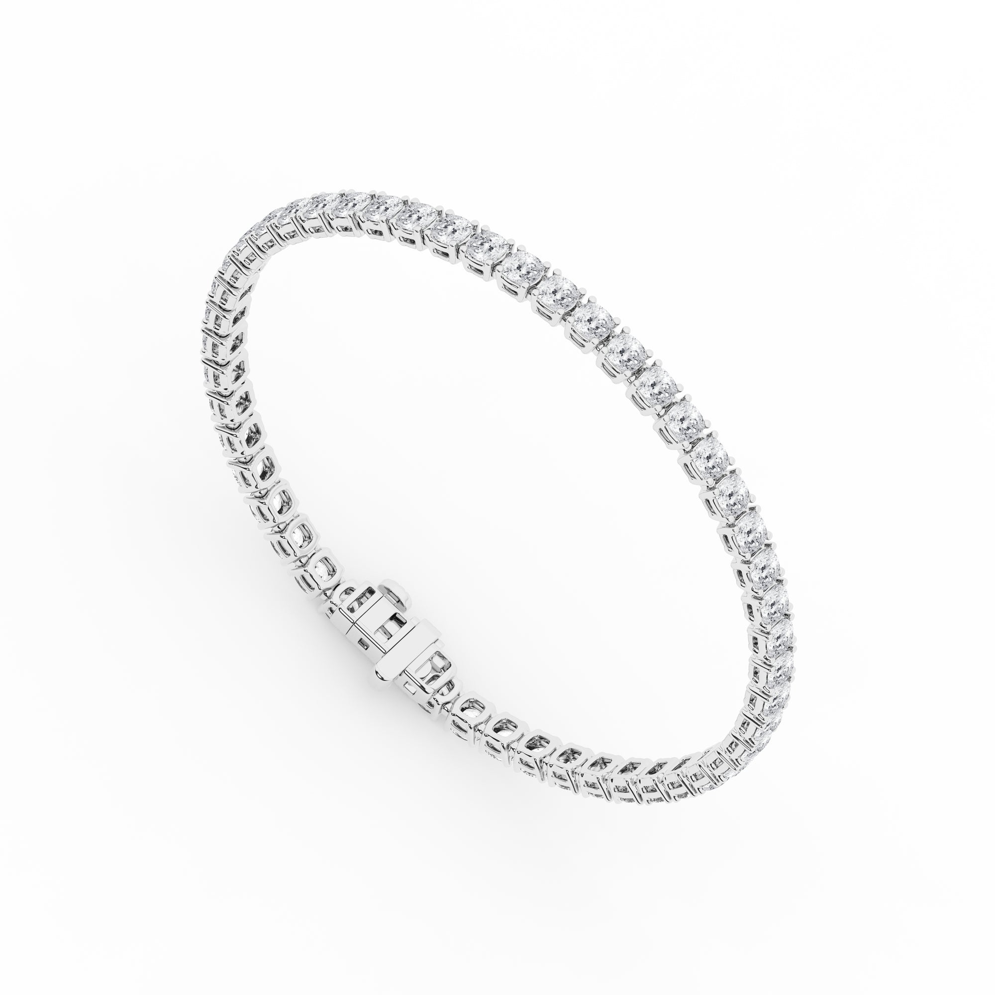 Womens | Tennis Bracelet | 14K White Gold | 8.25 CTW Cushion Cut Lab Grown Diamond | G-VS-SI1
