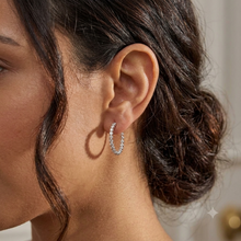 Womens | Inside Diamond Hoop Earrings | 14K White Gold | 1 CTW Round Cut Lab Grown Diamond | F-VS2