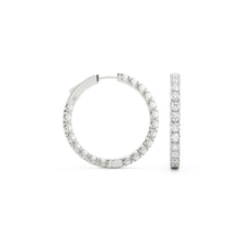 Womens | Hoop Earrings | 14K White Gold | 3 CTW Round Cut Lab Grown Diamond | F-VS