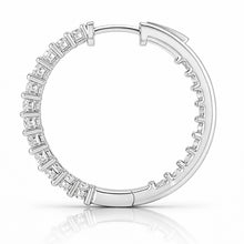 Womens | Hoop Earrings | 14K White Gold | 2 CTW Round Cut Lab Grown Diamond | F-VS