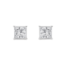 Womens | Stud Earrings | 14K White Gold | 2 CTW Princess Cut Lab Grown Diamond | G-VS