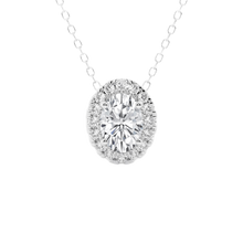 Womens | Halo Solitaire Pendant Necklace | 14K White Gold | 1.25 CTW Round Cut Lab Grown Diamond | G-SI