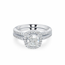 Womens | Bridal Set | 14K White Gold | 2 CTW Cushion Cut Lab Grown Diamond | G-VS