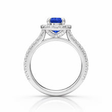 Womens | Halo Engagement Ring | 14K White Gold | 2.45 CTW Oval Cut Lab Grown Diamond | Blue-VS1