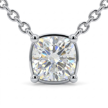 Womens | Solitaire Pendant Necklace | 14K White Gold | 0.5 CTW Cushion Cut Lab Grown Diamond | F-VS