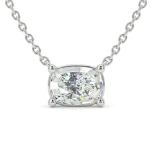 Womens | Solitaire Pendant Necklace | 14K White Gold | 0.7 CTW LongCushion Cut Lab Grown Diamond | F-VS