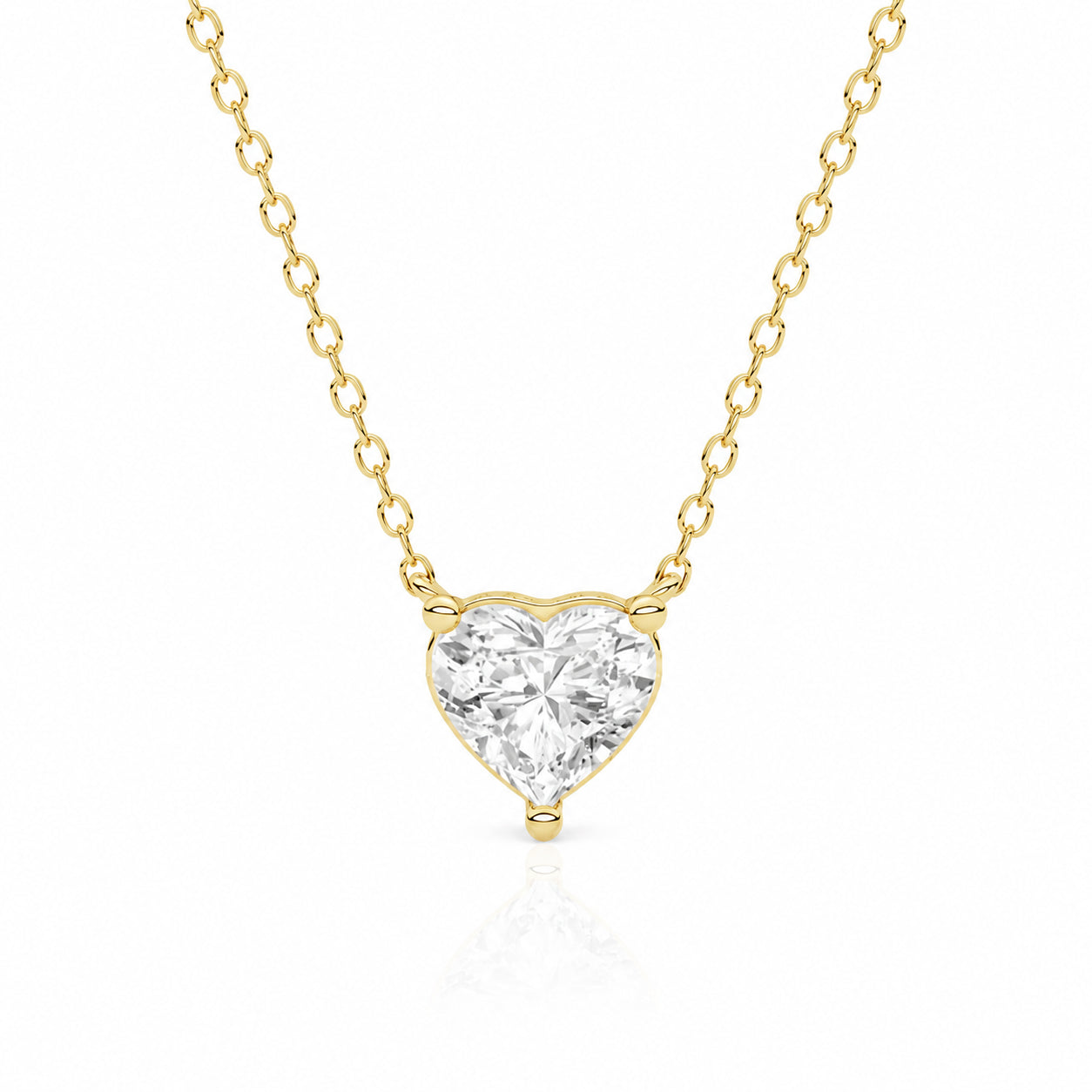 Womens | Solitaire Pendant Necklace | 14K Yellow Gold | 1.60 CTW Heart Shape Lab Grown Diamond | F-VS