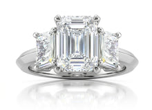 Womens | 3 Stone Engagement Ring | 14K White Gold | 7 CTW Emerald Cut Lab Grown Diamond | F-VS