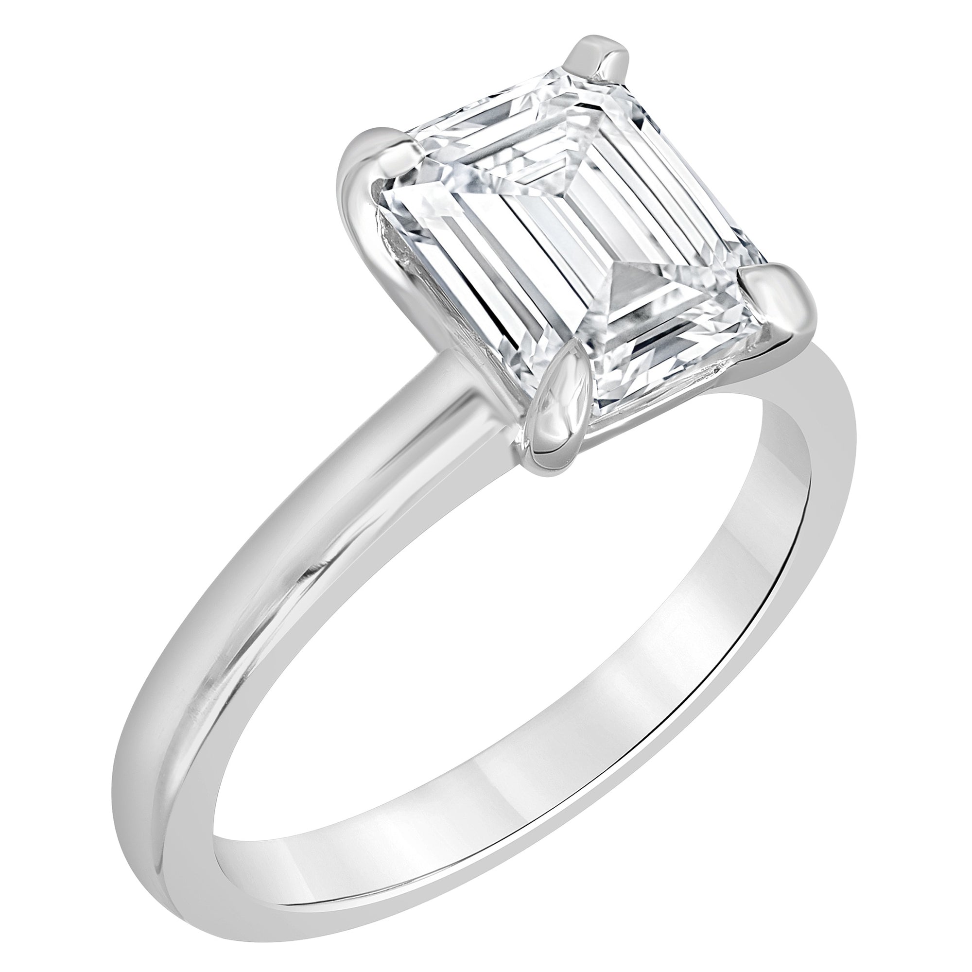 Womens | Solitaire Engagement Ring | 14K White Gold | 4 CTW Radiant Cut Lab Grown Diamond | F-VS
