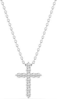 Womens | Cross Pendant Necklace | 14K White Gold | 1 CTW Round Cut Lab Grown Diamond | G-SI