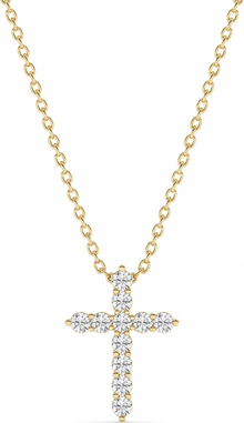 Womens | Cross Pendant Necklace | 14K Yellow Gold | 1 CTW Round Cut Lab Grown Diamond | G-SI