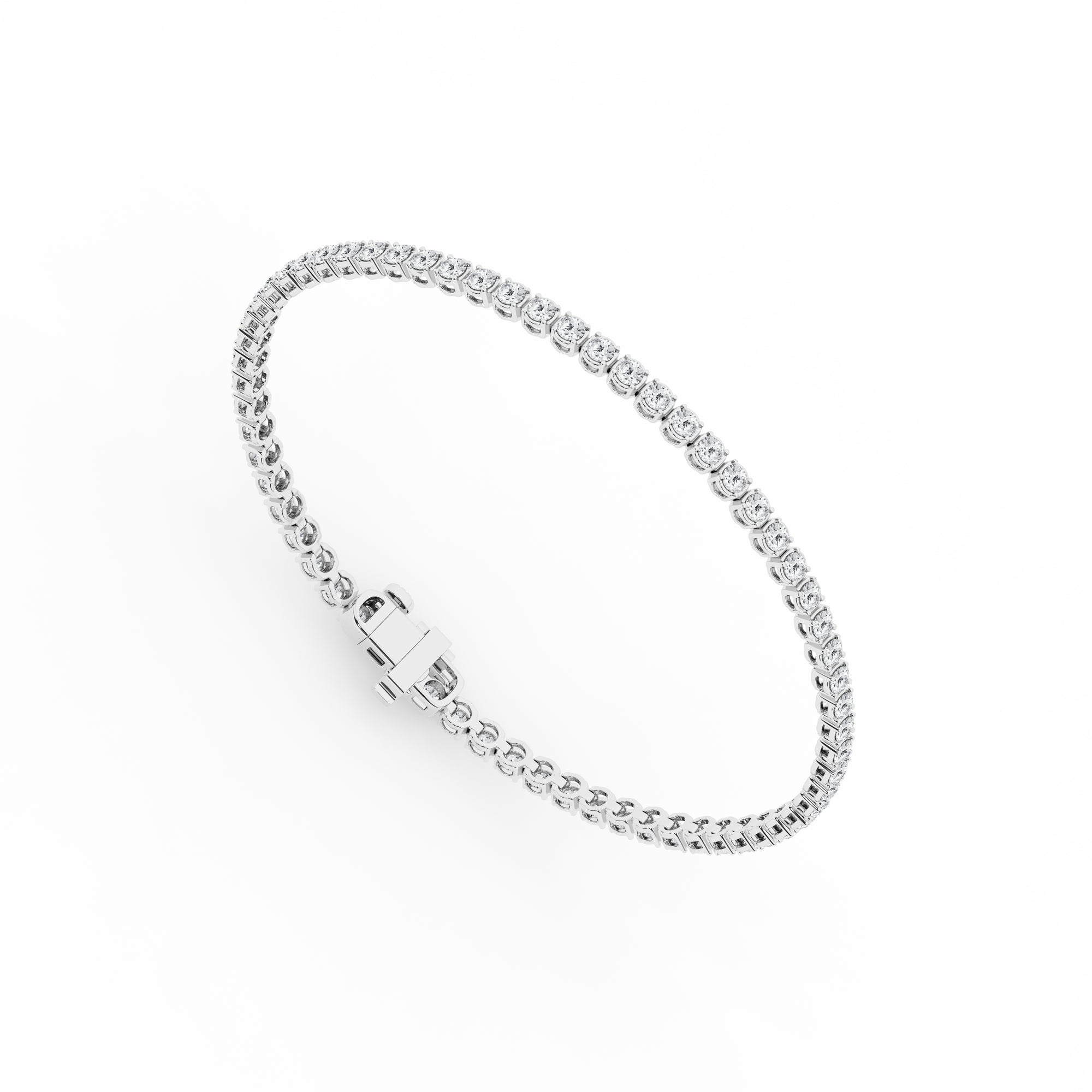 Womens | Tennis Bracelet | 14K White Gold | 3 CTW Round Cut Lab Grown Diamond | F-VS