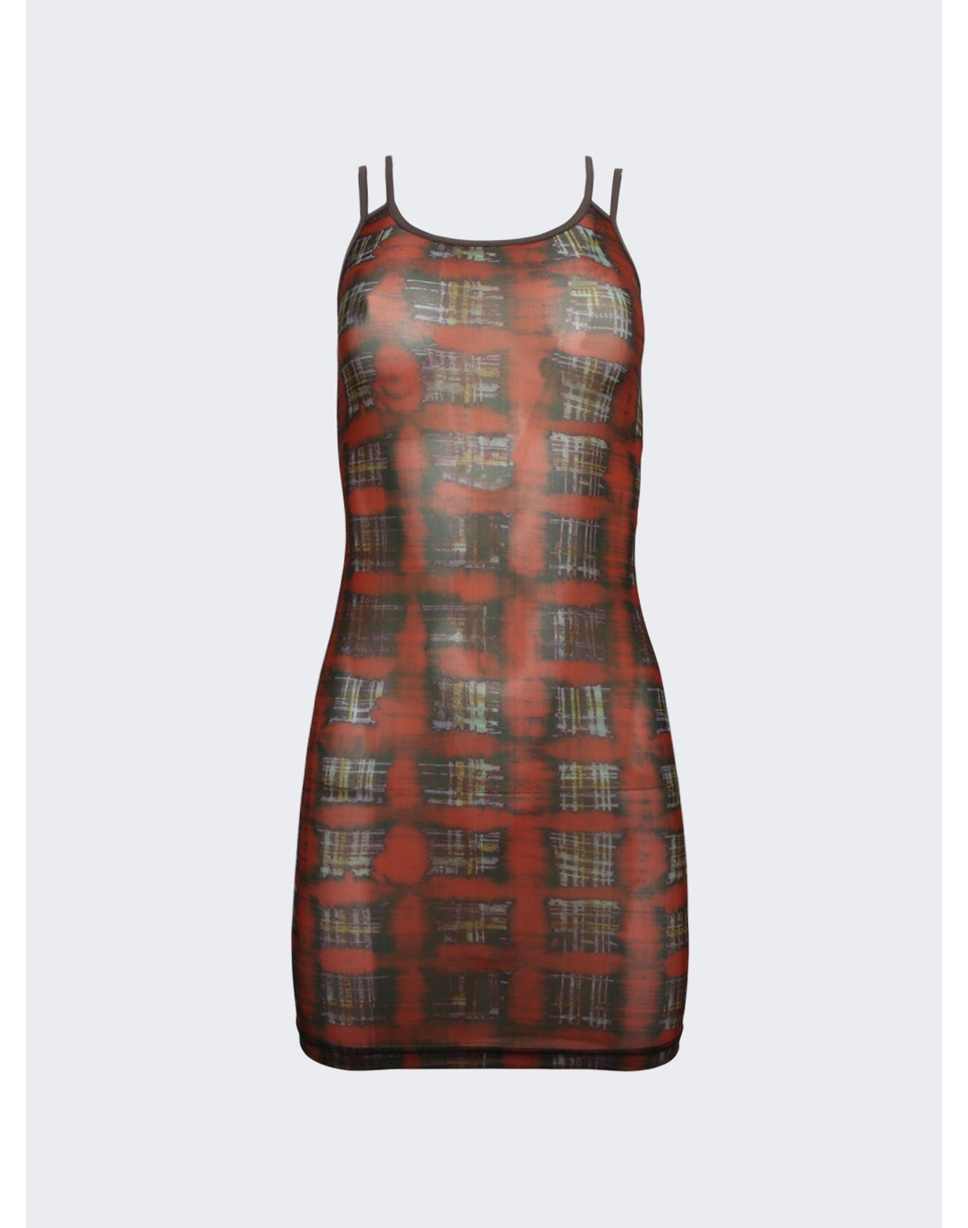 KNWLS | Women | Multi Strap Sport Dress With Logo Acid Plaid Ginger | Red