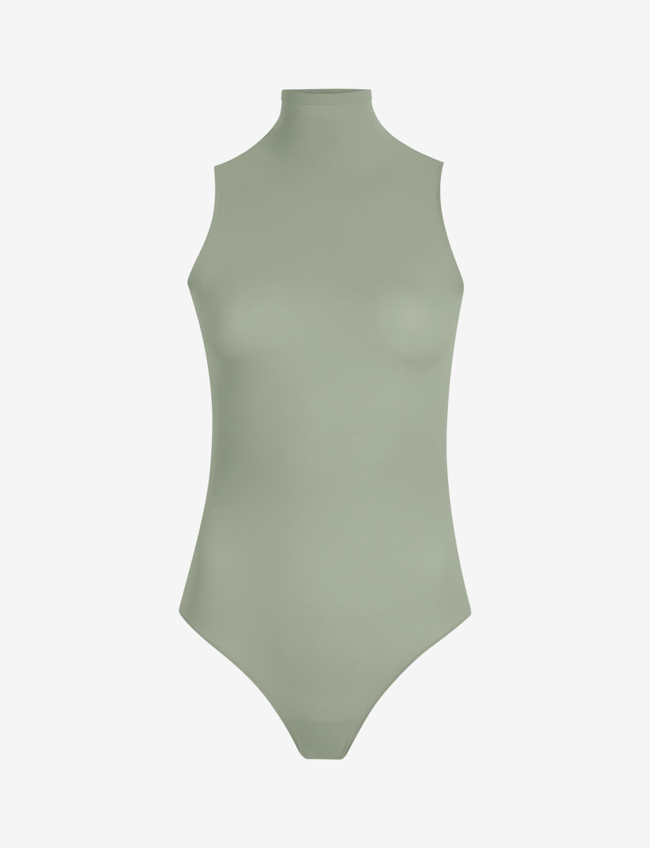 Ballet Mockneck Sleeveless Bodysuit::Pistachio::Main