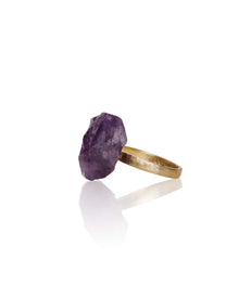 Karr Gemstone Ring | Gold-Plated Brass | Amethyst