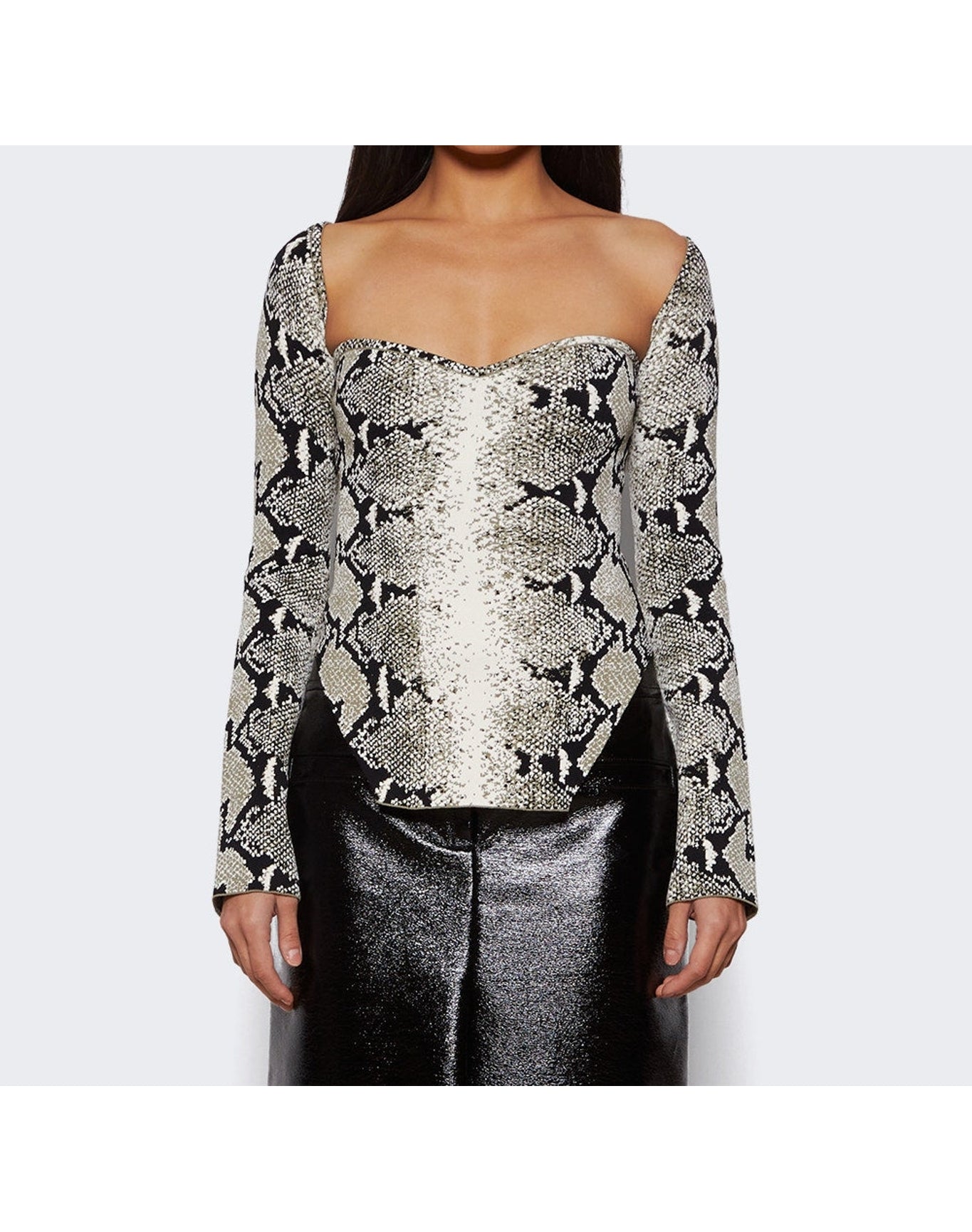 Khaite | Women | Maddy Bustier Long Sleeve Top | Black x White