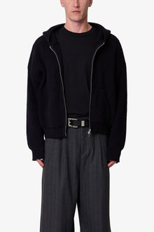 Knit Zip Up Hoodie | Black