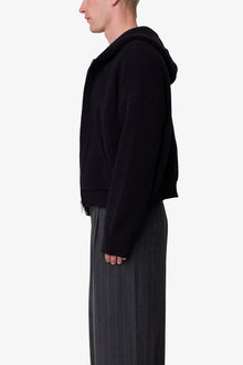 Knit Zip Up Hoodie | Black