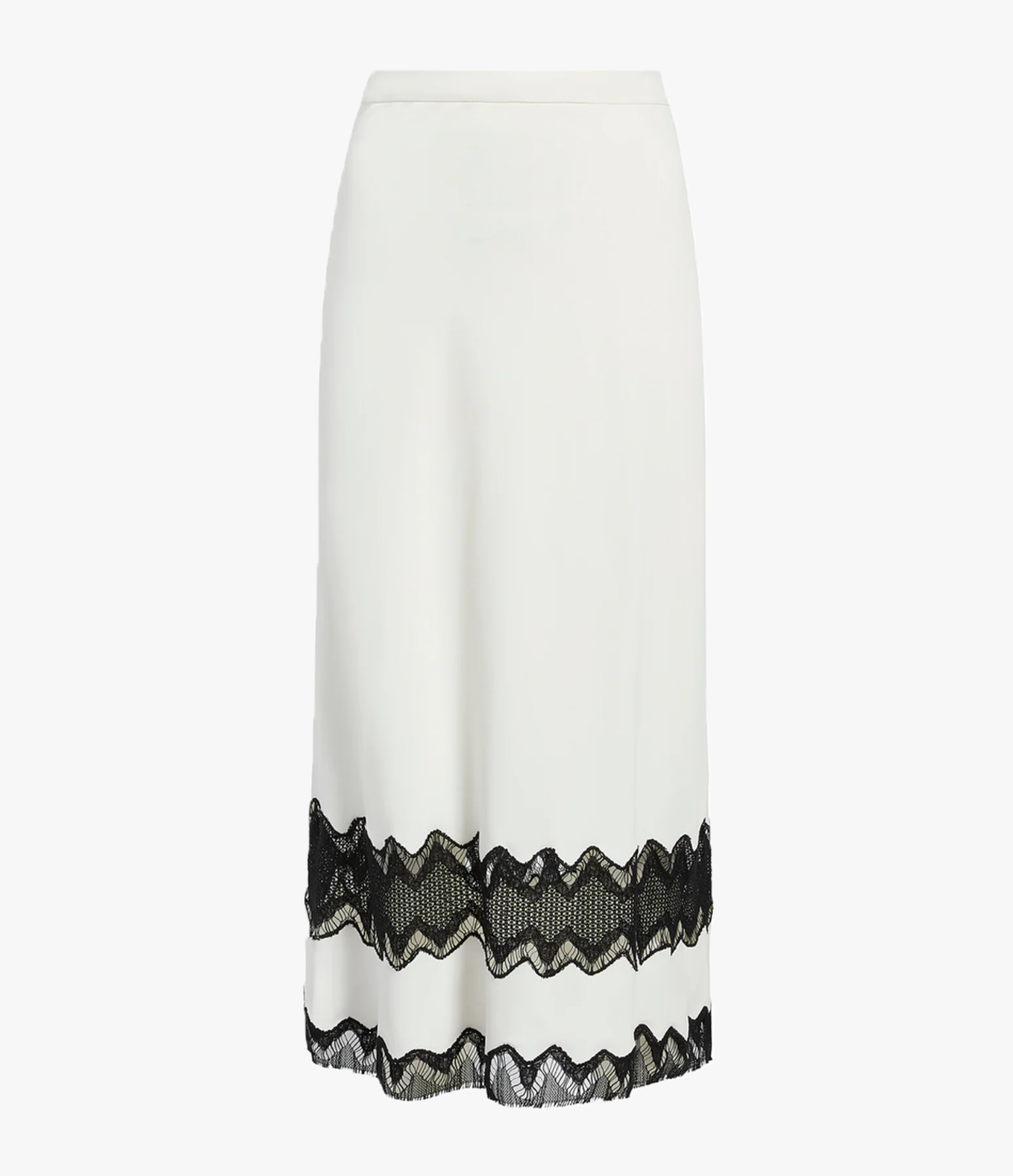 Another Tomorrow Lace Inset Skirt in White/Black – Viscose Women's Skirt