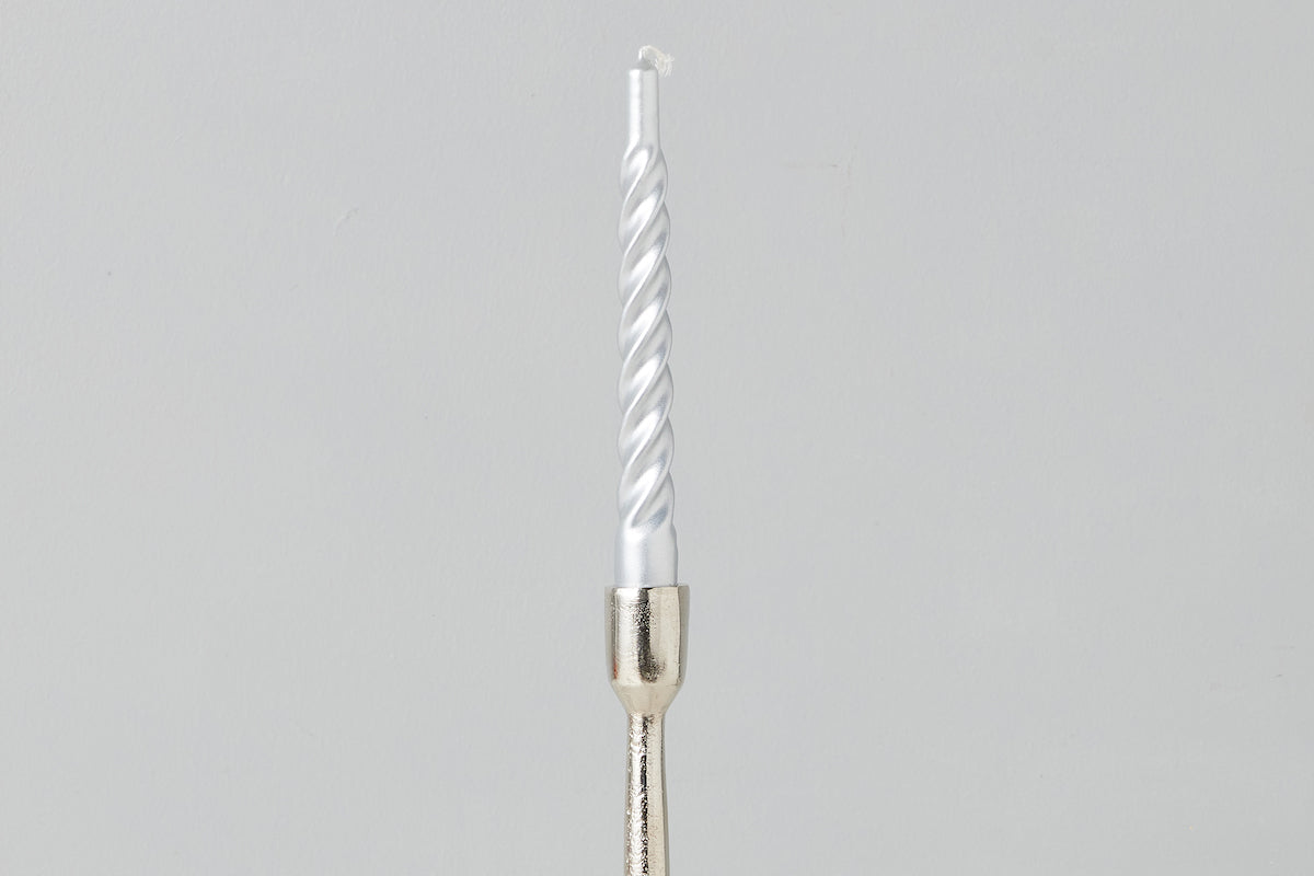 Lacquer Twisted Taper Candles | Silver | Set of 6