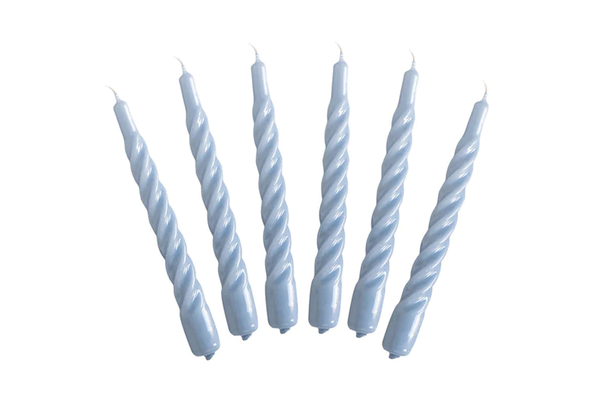 Lacquered Twisted Taper Candles | Denim | Set of 6