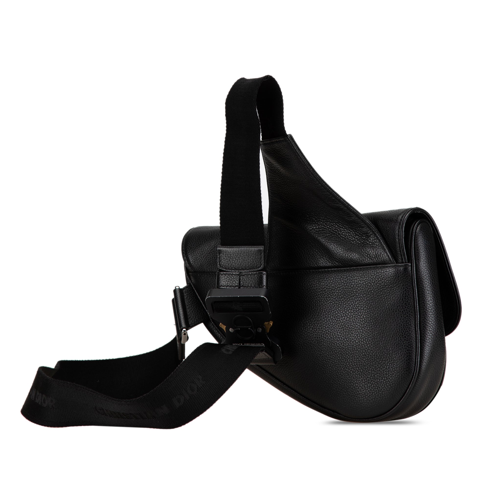 Dior | Pre-Owned Shawn Stussy Grained Calfskin Saddle Bag | Black