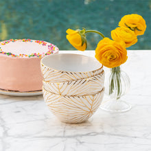 Talianna Lily Pad Bowls | White | Ceramic with 24K Gold Details | Set of 4