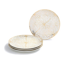 Talianna Lily Pad Plates | White | Ceramic with 24K Gold Details | Set of 4