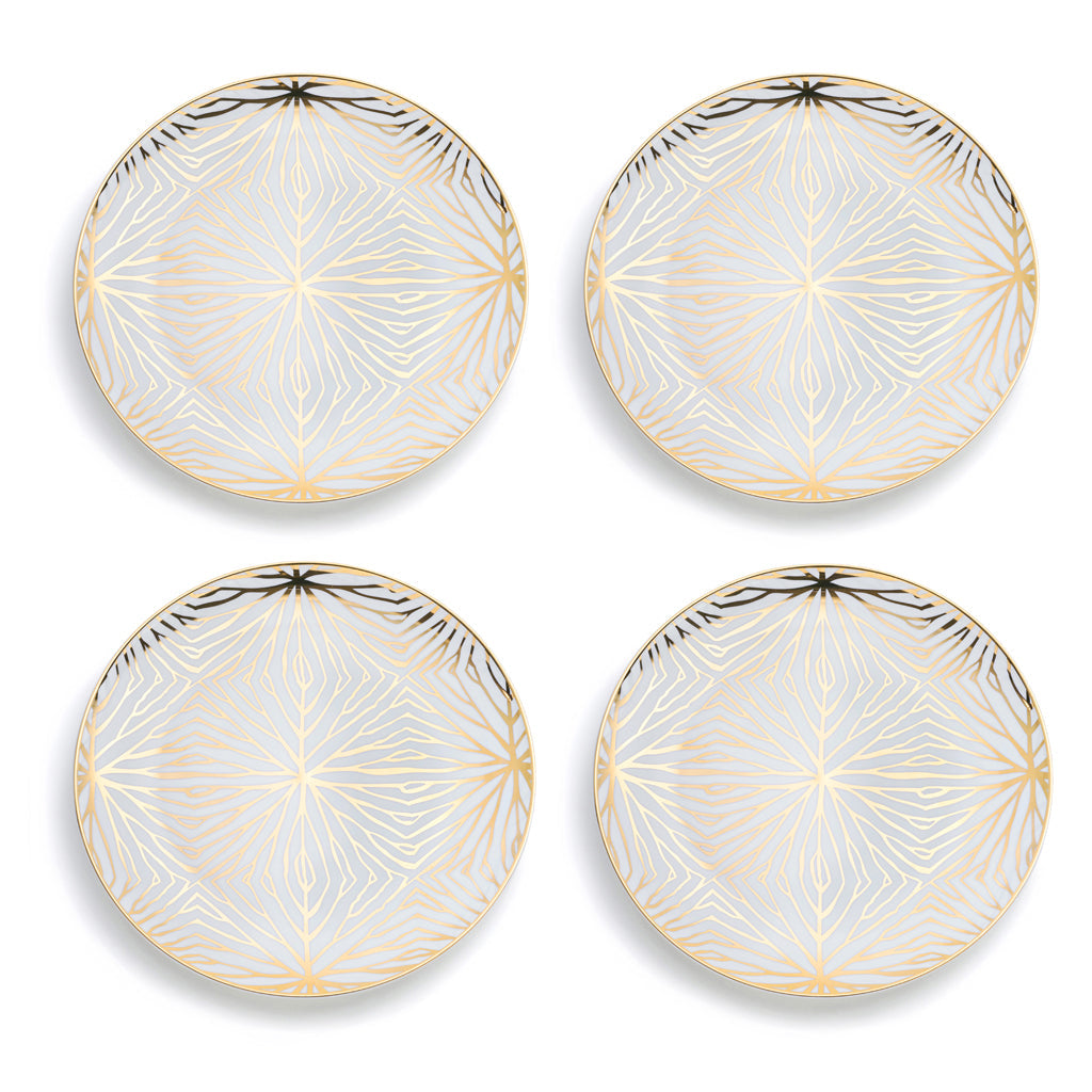 Talianna Lily Pad Plates | White | Ceramic with 24K Gold Details | Set of 4