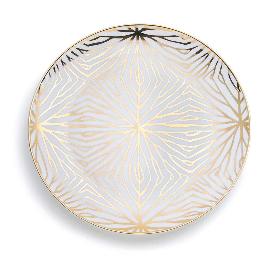 Talianna Lily Pad Plates | White | Ceramic with 24K Gold Details | Set of 4