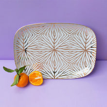 Talianna Lily Pad Serving Platter | White | Ceramic with 24K Gold Details