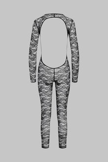 Long sleeve backless jumpsuit - Flashback | Black