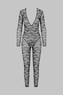 Long sleeve V-neck jumpsuit - Flashback | Black