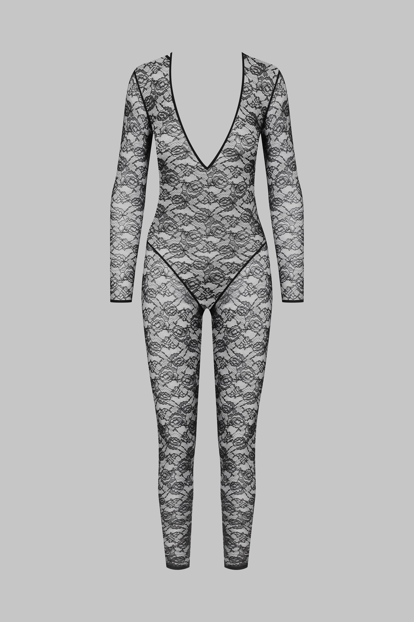 Long sleeve V-neck jumpsuit - Flashback | Black