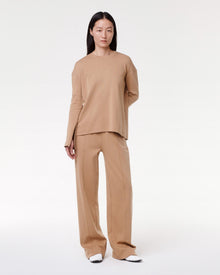 Another Tomorrow Luxe Seamed Long Sleeve in Hazelnut – Cotton