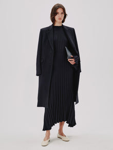 Another Tomorrow Long Sleeve Rib Flare Dress in Black – Viscose Women's Dress