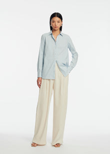 Striped Cotton Poplin Bow Back Shirt | Oxford