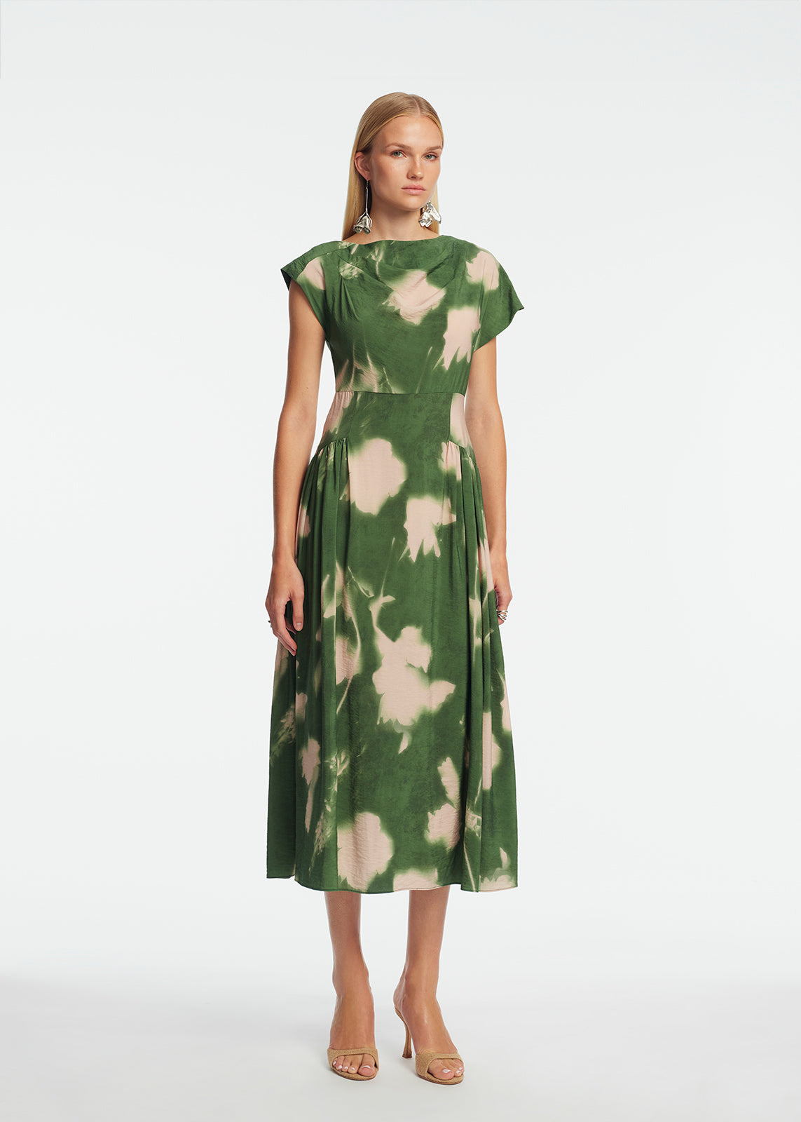 Abstract Floral Crepe Asymmetrical Dress | Cactus