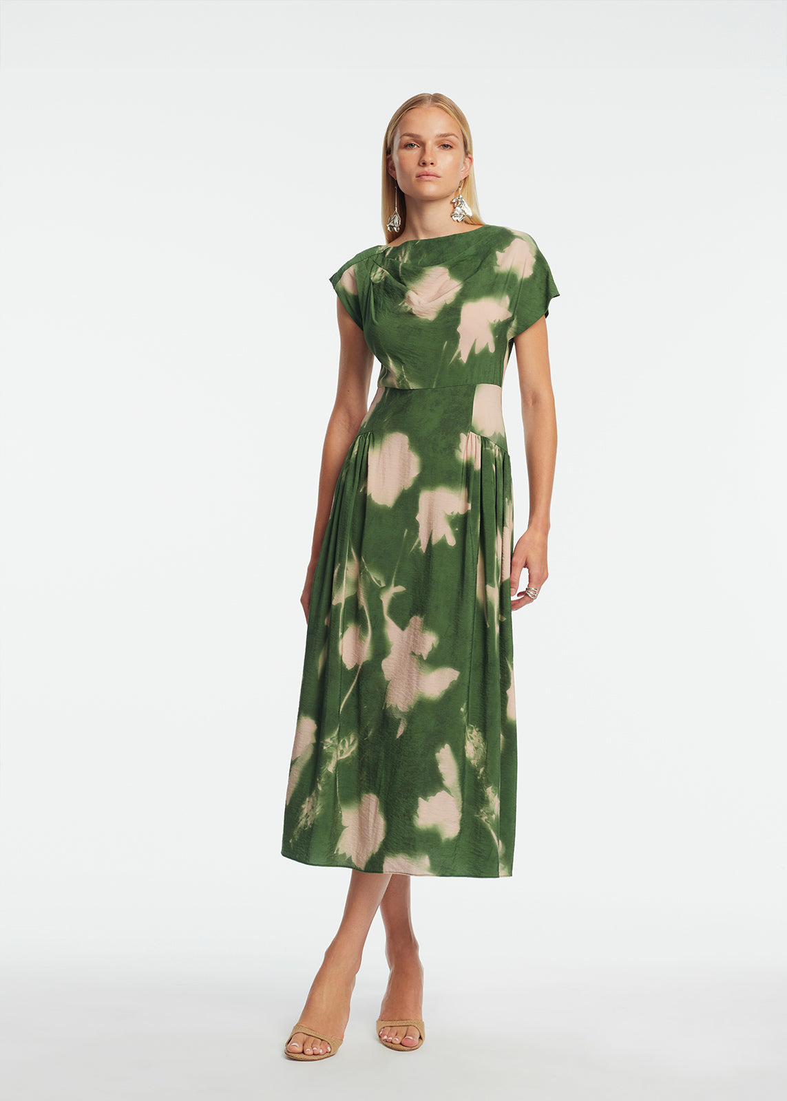 Abstract Floral Crepe Asymmetrical Dress | Cactus