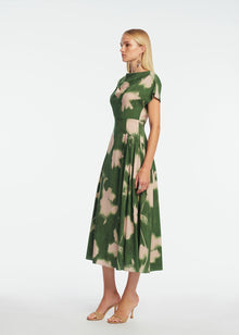 Abstract Floral Crepe Asymmetrical Dress | Cactus