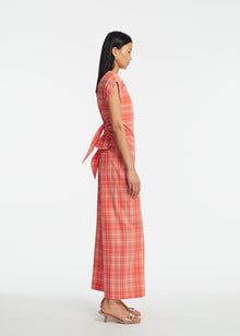 Plaid Seersucker Cropped Pant | Watermelon
