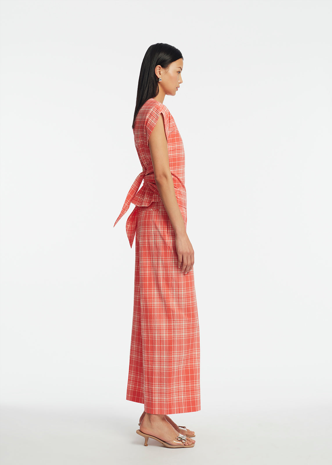 Plaid Seersucker Tie Top | Watermelon