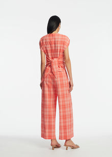 Plaid Seersucker Cropped Pant | Watermelon