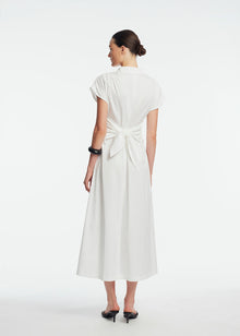 Cotton Poplin Tie Waist Dress | White