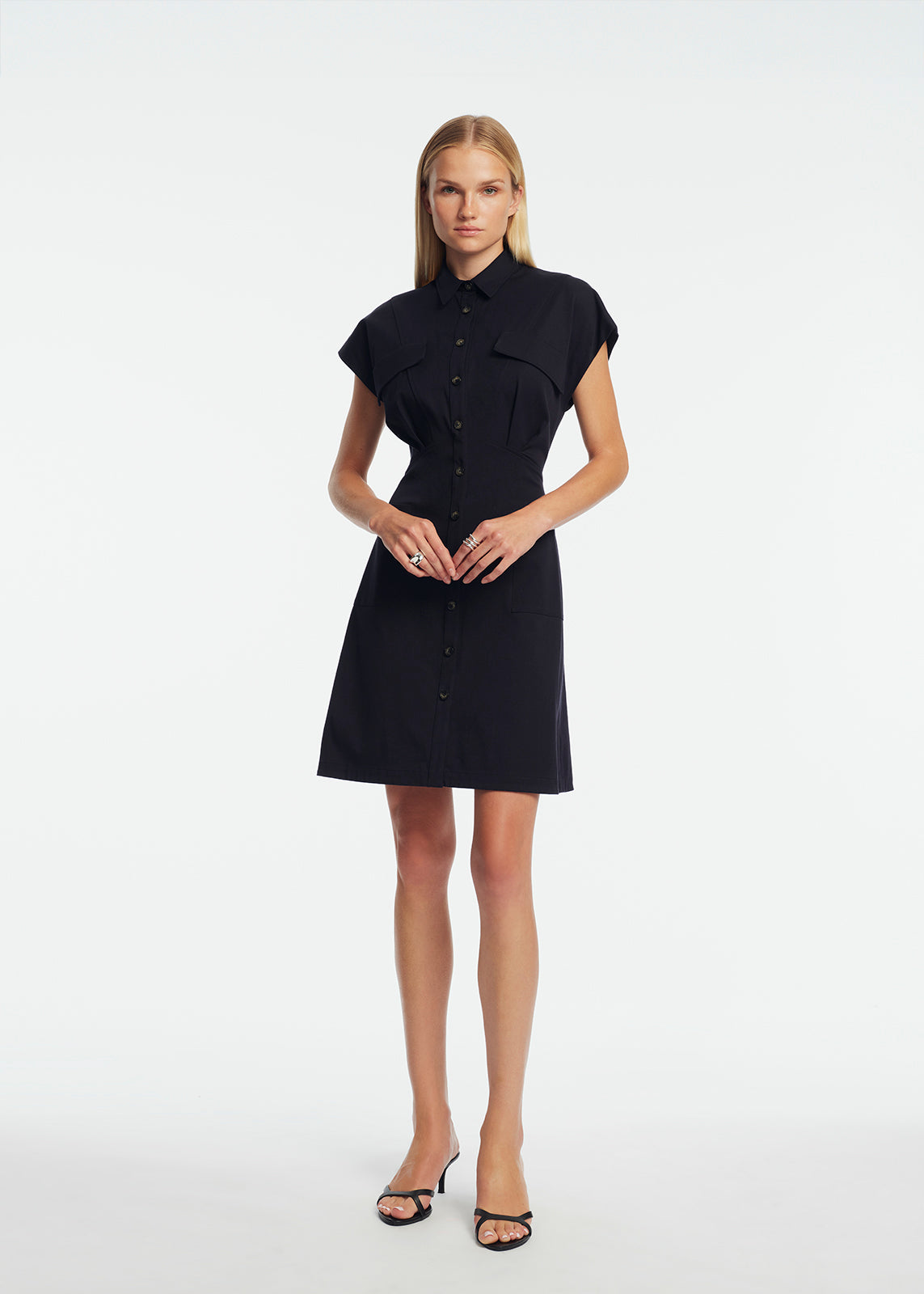 Stretch Cotton Safari Dress | Navy