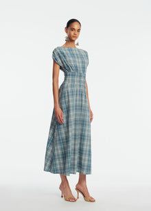 Plaid Seersucker Midi Dress | Mallard