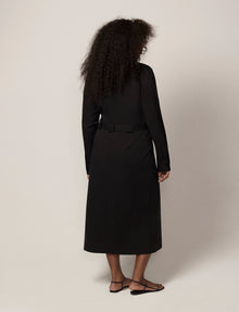 Another Tomorrow Belted Utility Dress in Black – Cotton Women's Dress