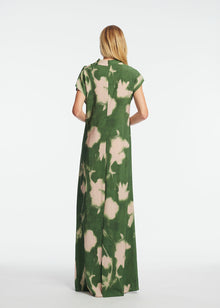 Abstract Floral Crepe Draped Gown | Cactus