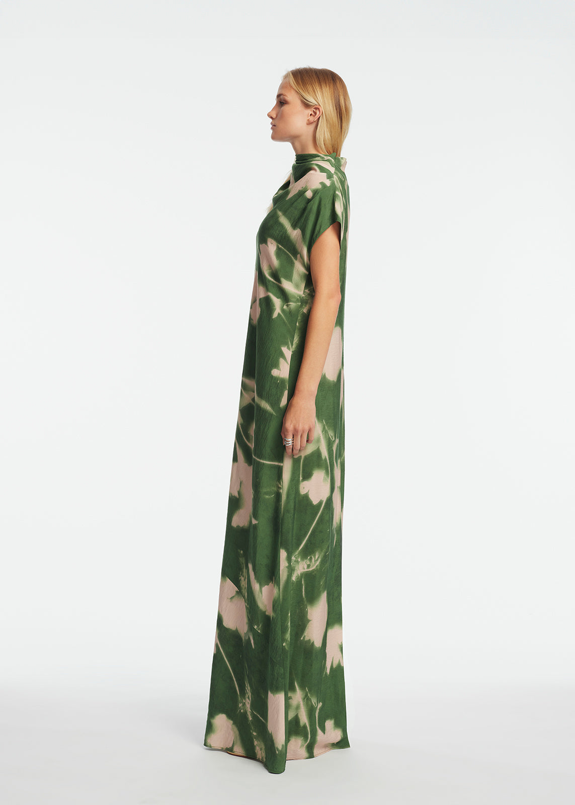 Abstract Floral Crepe Draped Gown | Cactus